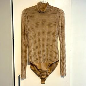 Zara Rhinestone bodysuit beige